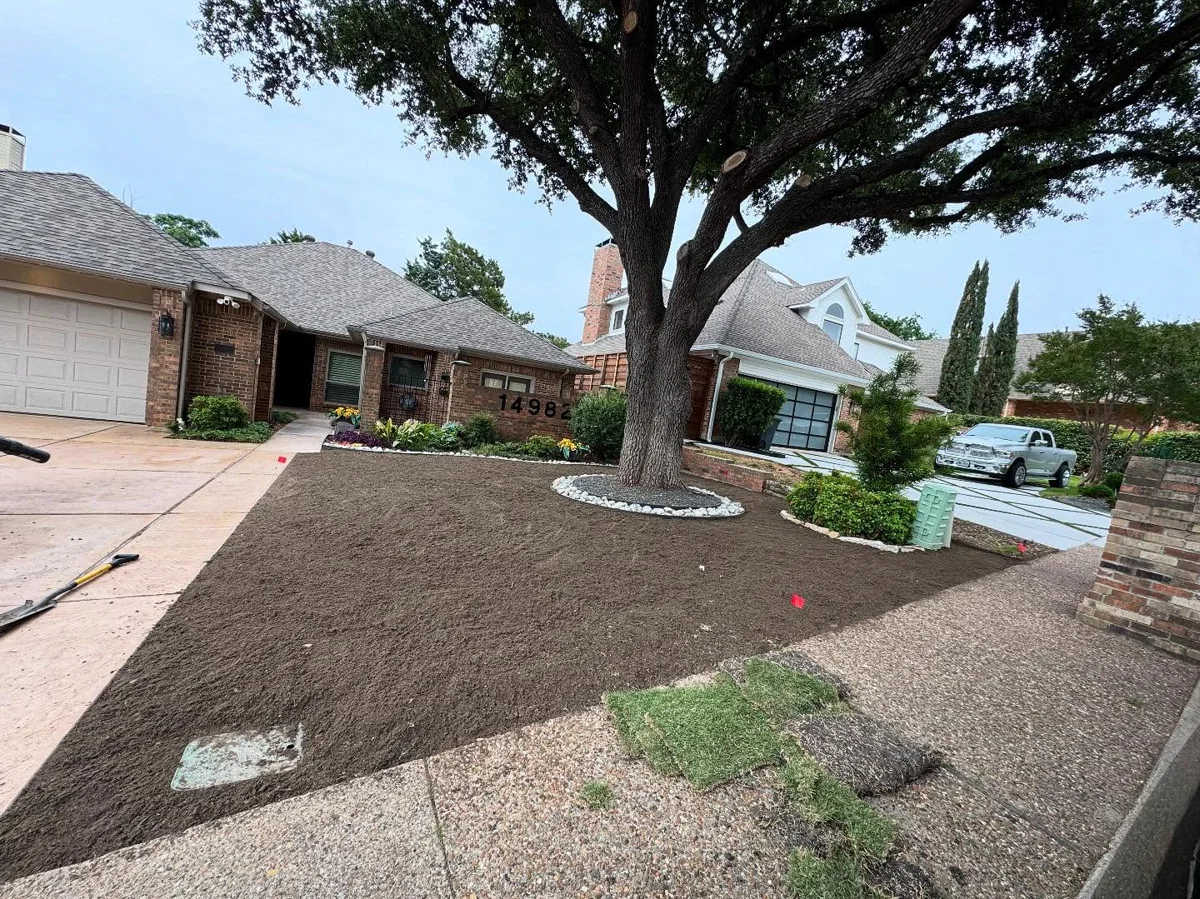 Before sod installation at the same Dallas front yard